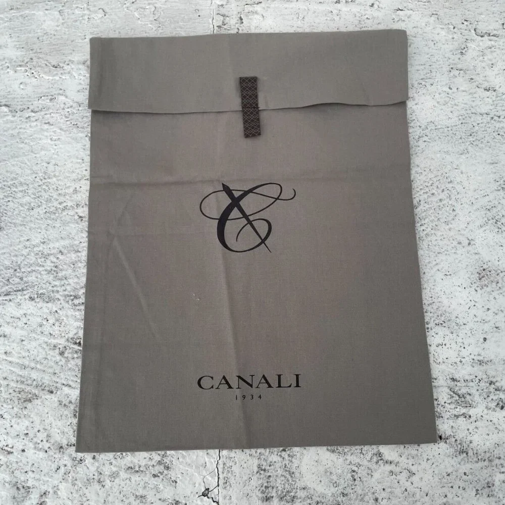 Canali Dust Bag Gray Long Storage Bag with Snap Bag Authentic